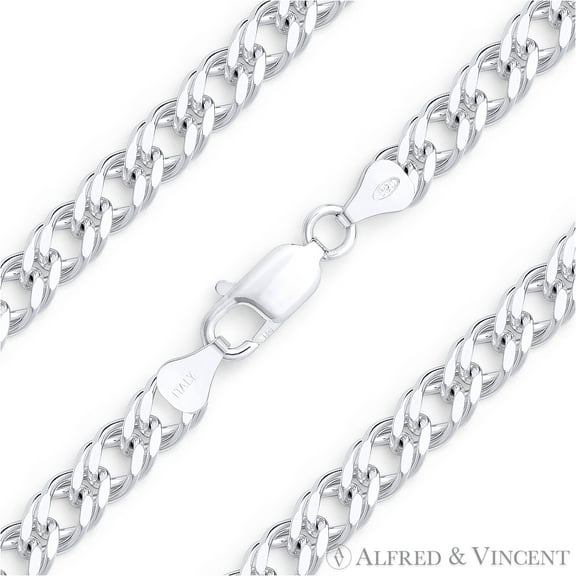4mm Rombo Link Italian Chain Bracelet in Solid .925 Sterling Silver