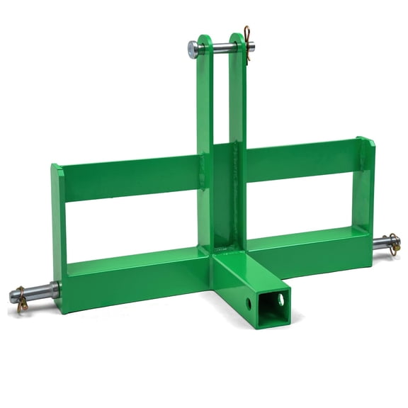 Heavy Duty 3 Point Hitch Receiver Category 1, 2" Trailer Tow Drawbar Adapter with Suitcase Weight Bracket, Quick Hitch Compatible Q235 Steel Tractor Attachment, Green