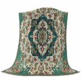 thumbnail image 6 of Beige Turquoise Boho Blanket Soft Cozy Warm Throw Blanket for Couch, Plush Fuzzy Flannel Fleece Blankets for Sofa, Medieval Vintage Ethnic Floral Bed Blankets Lightweight Gifts for Women, 32"x48", 6 of 9