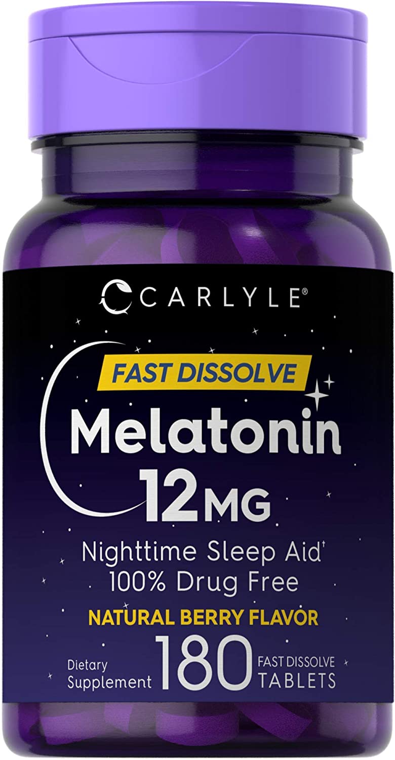 Carlyle Melatonin 12 mg Fast Dissolve 180 Tablets Nighttime Sleep Aid