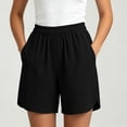 thumbnail image 2 of Women's Solid Color Elastic Waist Shorts With Pockets, Polyester Casual Athletic Fit, Comfortable Stretchy Fabric, Everyday Summer Beach Outdoor Activewear, Womens | VerBelle,Black L, 2 of 8