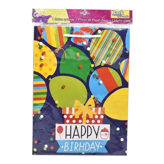 Kit de Envoltura Prichos Celebrate para Regalo Happy Birthday Multicolor 3 Piezas