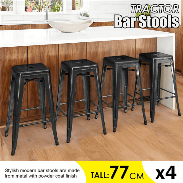 Topeakmart 30'' Set of 4 Metal Bar Stools Vintage Counter Bar Stool