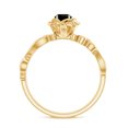 thumbnail image 3 of Rosec Jewels 1/2 CT Black Spinel Flower Engagement Ring with Diamond, Black Spinel Engagement Ring, 14K Yellow Gold, US 7.50, 3 of 9