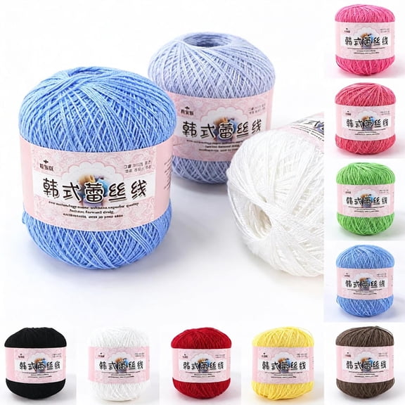 Under $1 Mercerized Cotton Lace Crochet Yarn,Fine Soft DIY Hand‑Woven Knitting Thread 50g 325M, 1mm Skin‑Friendly Handcraft Yarn for Dolls, Hats, Scarves, Bags, Sweaters & Assorted DIY Craft Projects