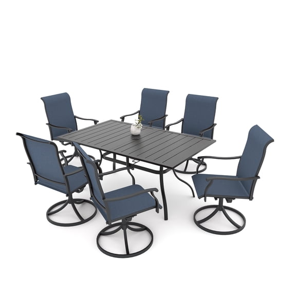 Anmutig 7PCS Outdoor Dining Set, All-Weather Patio Furniture Set, Navy