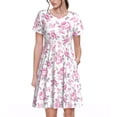 thumbnail image 1 of Fotbe Rose Flowers Vestido Largo de Moda para Mujer, Vestido Tipo Camiseta con Manga Corta y Estilo Casual a Rayas y Bloques de Color, 1 of 6