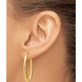 thumbnail image 3 of 14k Yellow Gold ForeverLite Polished and Textured Oval Hoop (19x32mm) Earrings, 3 of 6
