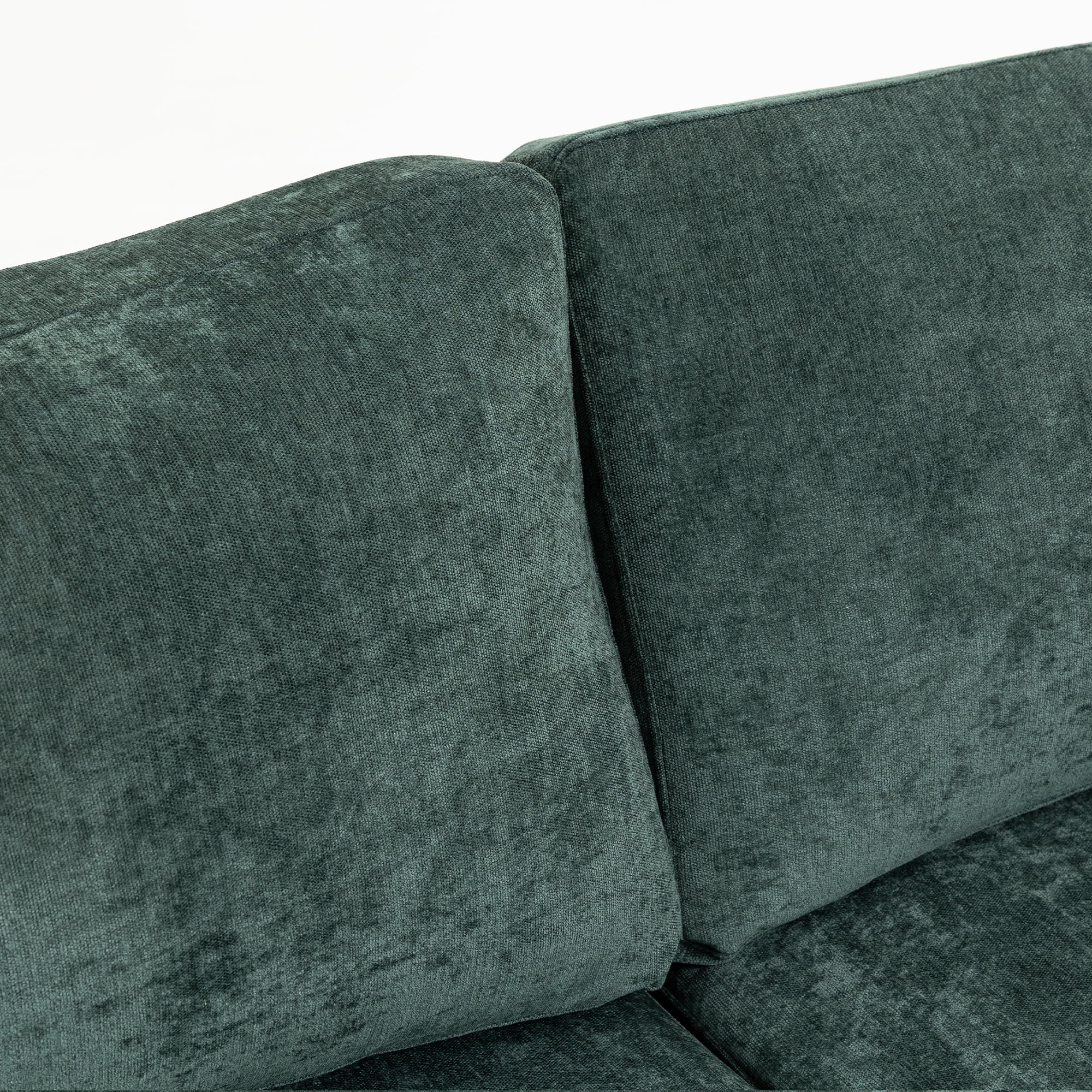 111.42*32.28 inches Comfortable three-seater chenille fabric sofa, soft to sit on, with super soft cushions and side pockets, suitable for living room, apartment. Three-seater deep sofa,Dark Green