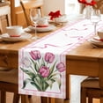 thumbnail image 5 of Pink Tulip Spring Floral Table Runner - 72 Inch Long Romantic Flowers Modern Art Plaid Cotton and Linen Blended Dress Scarves Farmhouse Table Runner for Kitchen Dining, Coffee Table, 13" x 72", 5 of 8
