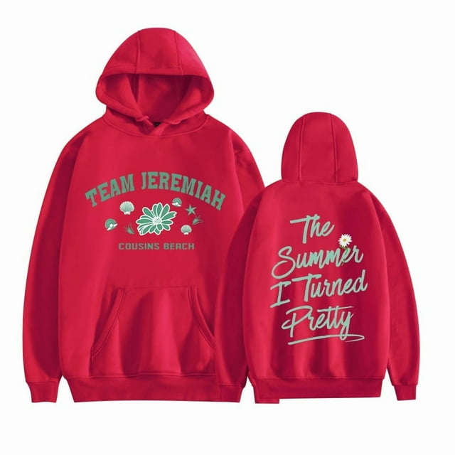 The Summer I Turn Pretty Cousins Beach Merch Chandail à Capuchon Team Jeremiah Team Conrad Hooded Chandail en Molleton,L,Rouge