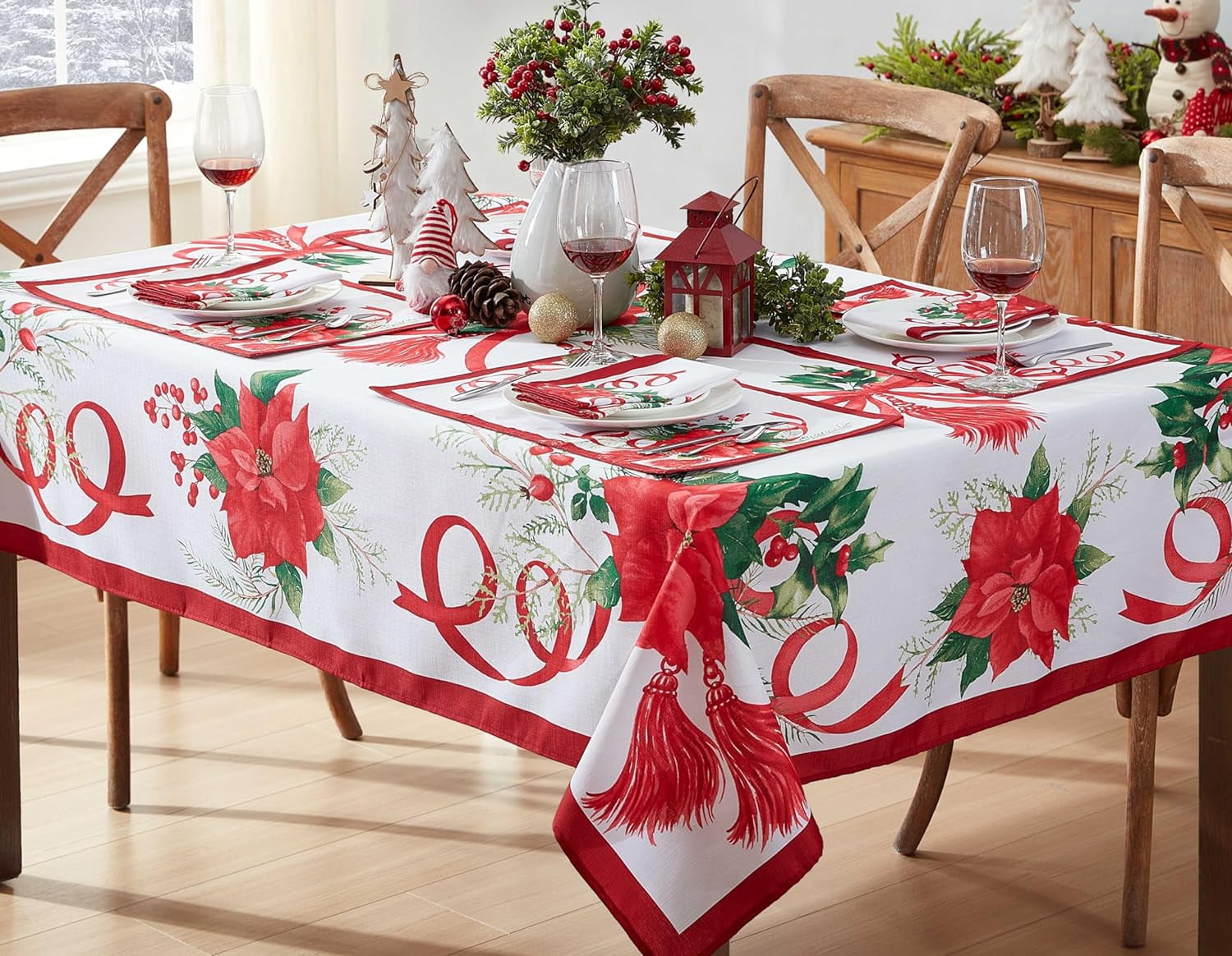 Home Bargains Plus Pine Berry Provence Weihnachtstischdecke 132x178cm – Landhaus-Design Mit Tannennadeln & Beeren