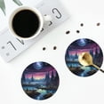 thumbnail image 4 of Yiaed Fantasy Landscape Starry Night Print Leather Coasters for Drinks - Cup Coasters Coffee Table Kitchen Table Bar, Home & Office Gifts Handmade Drink Coasters-Round Shape, 4 of 6