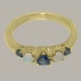 thumbnail image 5 of LBG British Made 10k Yellow Gold Natural Sapphire & Opal Womens band Ring - 33 size options - Size 10, 5 of 6