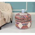 thumbnail image 2 of LR Home Round Rainbow Striped Shag Diamond Pouf Ottoman, 14" H x 18" W, 2 of 5