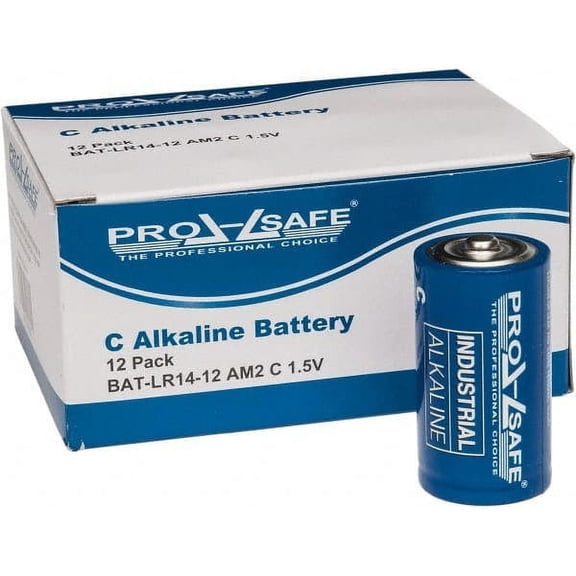 12 Pack PRO SAFE Size C Industrial Alkaline Batteries, 1.5 volts