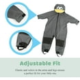 thumbnail image 4 of Cuddle Club One Piece Kids Rain Suit Waterproof Jacket Toddler Overalls, Gray Penguin 5T, 4 of 6