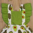 thumbnail image 3 of ITFABS Avocado/Strawberry/Corn Print Fly Sleeve Romper + Bowknot Headband, 3 of 5