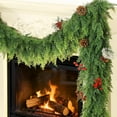 thumbnail image 3 of Christmas Garland For Decoration Christmas - 9Ft Cedar Garland Cypress Greenery Real Touch Garland For Stairs Porch Doorframe Table Fireplace Vintage Christmas Decor Indoor Outdoor Holiday Decor, 3 of 8