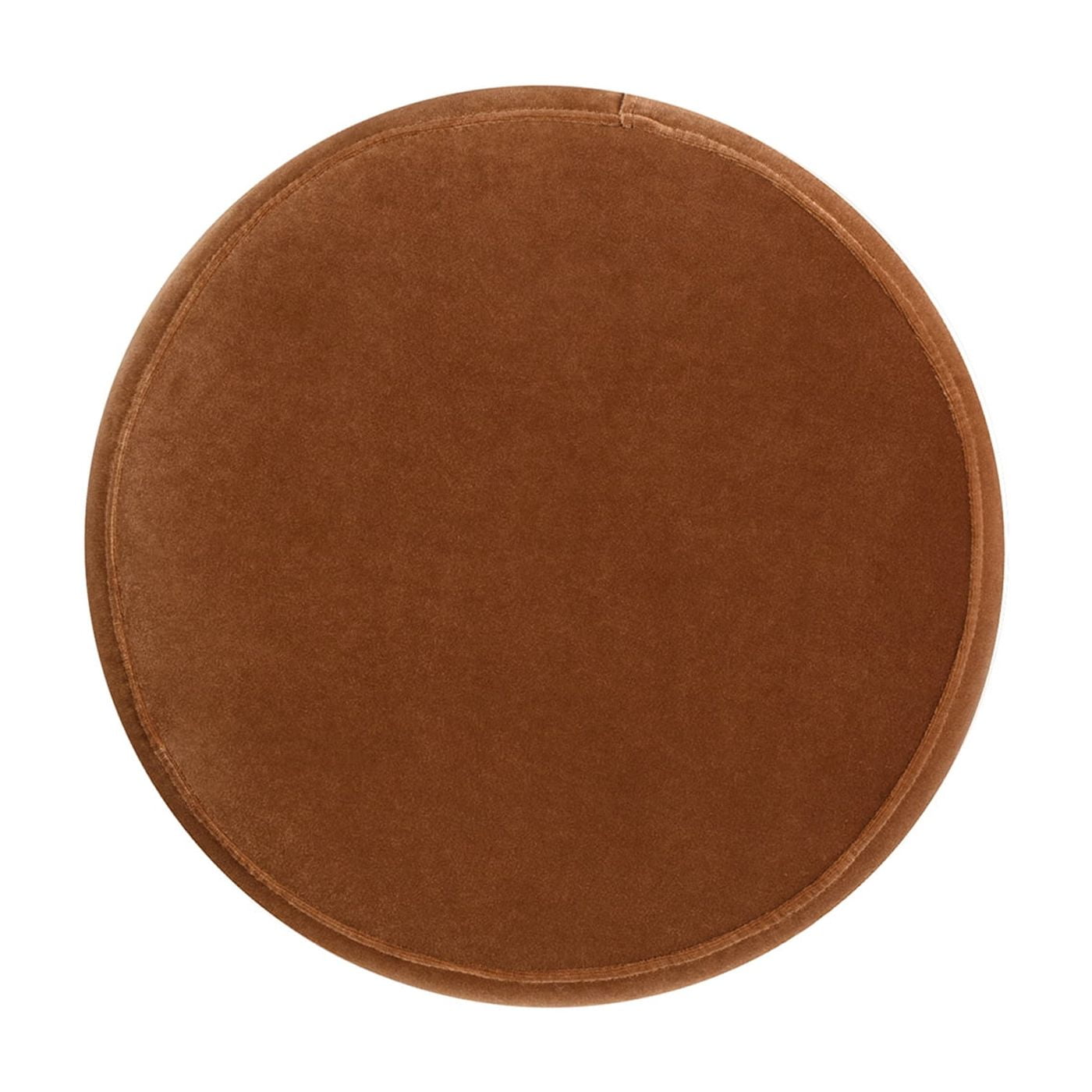 Jennifer Taylor Home Edward 17.5" Round Upholstered Ottoman with Bullion Fringe, Burnt Orange Performance Velvet
