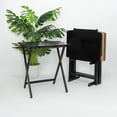 thumbnail image 4 of PJ Wood 5 Pack XL Oversize Tray Table Set for Living Room or Kitchen, Black, 4 of 9