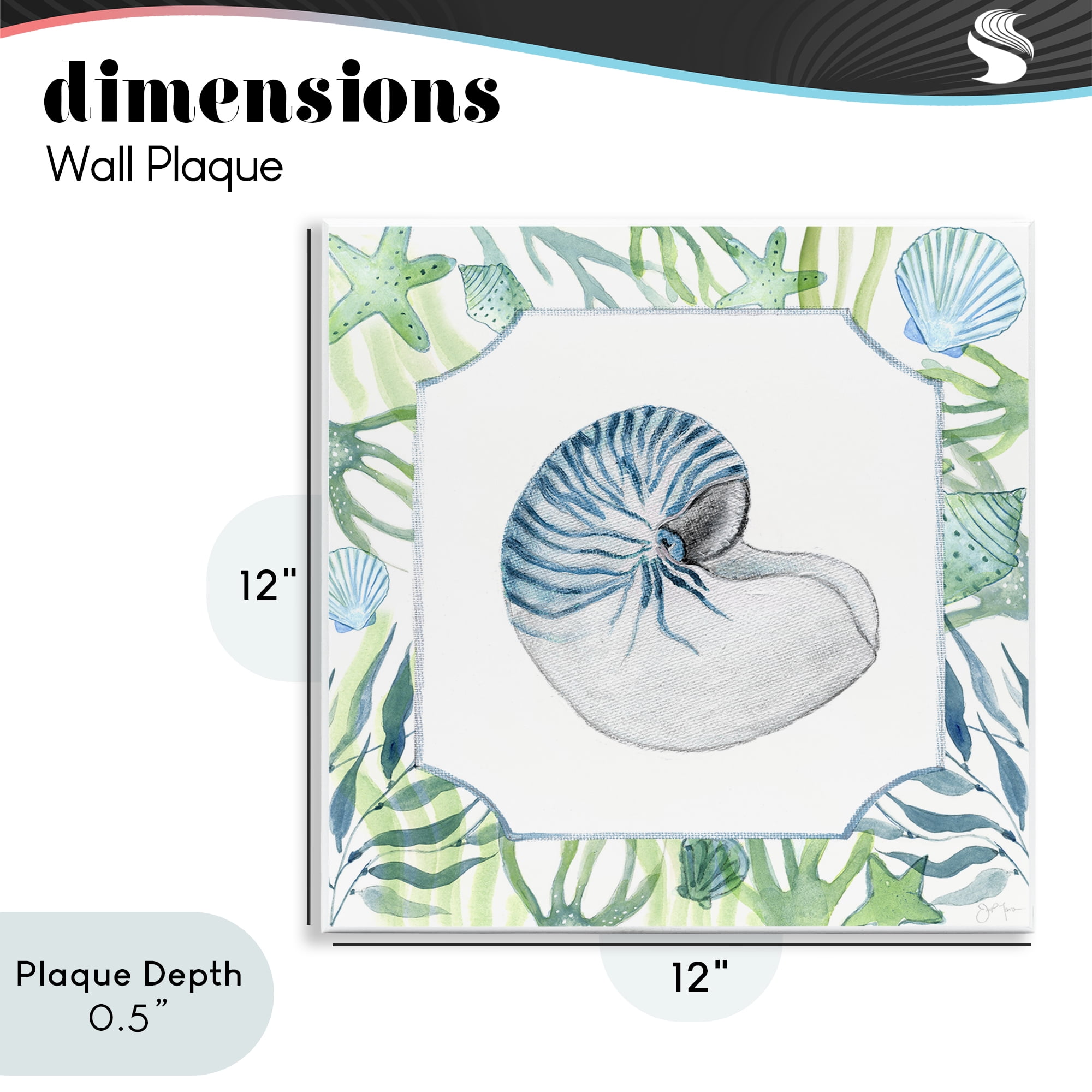 Stupell Industries Seaweed & Seashells Aquatic Wall Plaque Art, design by Janet Tava