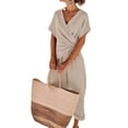 thumbnail image 3 of Women'S Outfits V Neck Cap Sleeve Crop Top Wide Leg Pant Sets Cream White L, 3 of 7