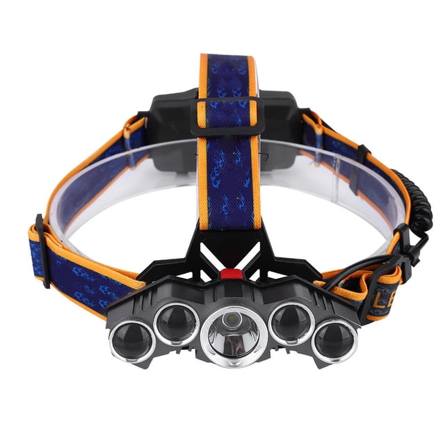 20000lm Outdoor Waterproof Five LEDs Head Lamp USB Charging Camping Running Fishing Headlight