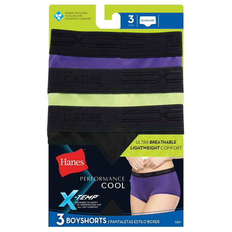 Hanes Women's Performance Cool X-Temp Boyshort Panties 3-Pack
