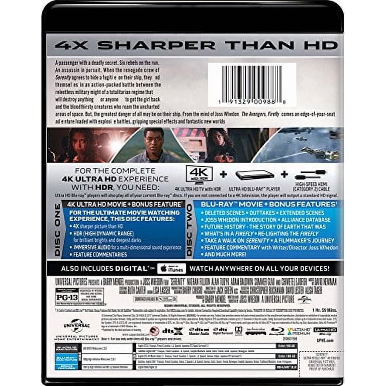 Universal Studios Serenity: Sci-Fi & Fantasy, 4K Ultra HD, Blu-Ray
