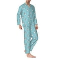 thumbnail image 2 of Naloa Cute Poodle Dog Men’s Pajamas Set - Long Sleeve Button Down Sleep Shirt and Pajama Bottoms Sleepwear Set-XX-Large, 2 of 7
