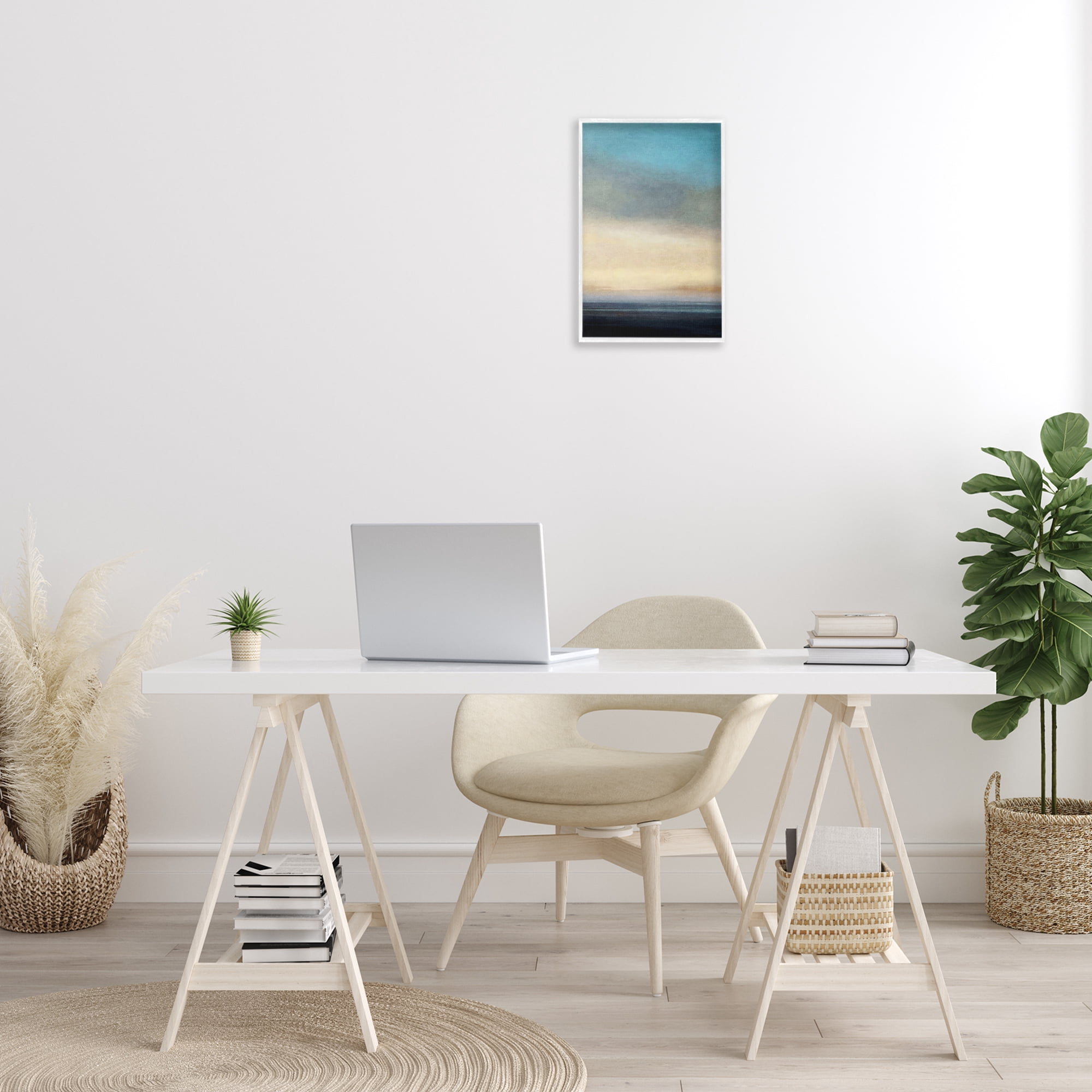 Stupell Industries Stormy Beach Abstraction Coastal Painting White Framed Art Print Wall Art, 12 x 18