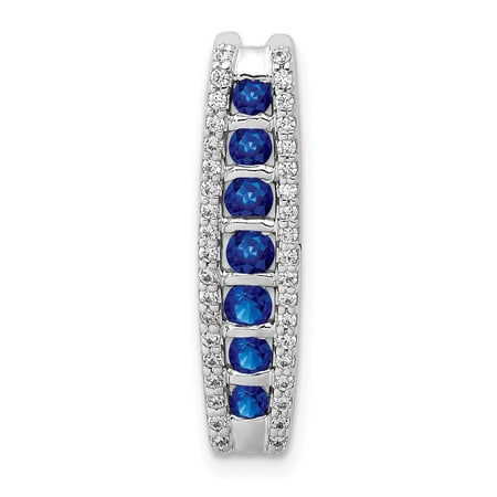 Fancy Diamond Sapphire - KIOKORI 14K White Gold Diamond and Sapphire Fancy Chain Slide Pendant 5/8-Carat