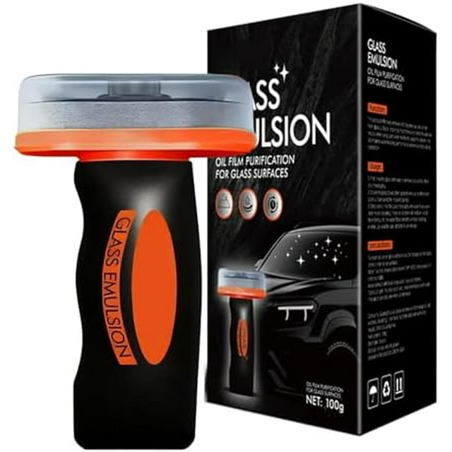 2026 Upgrade Q4 Glass Cleaner,Car Handle Oil Film Cleaning Brush,Oil Film Remover for Car Window for All Vehicles,Clear View Safe Drive Window Cleaner (1Set)