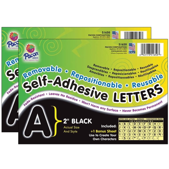 Pacon Self-Adhesive Letters, Black, Puffy Font, 2-Inch, 318 Pieces