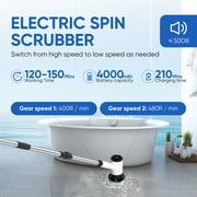 Purevigil Electric Spin Scrub - Cordless Bathroom Shower Scrubber with 7 Replaceable Brush Heads, 2 Speeds
