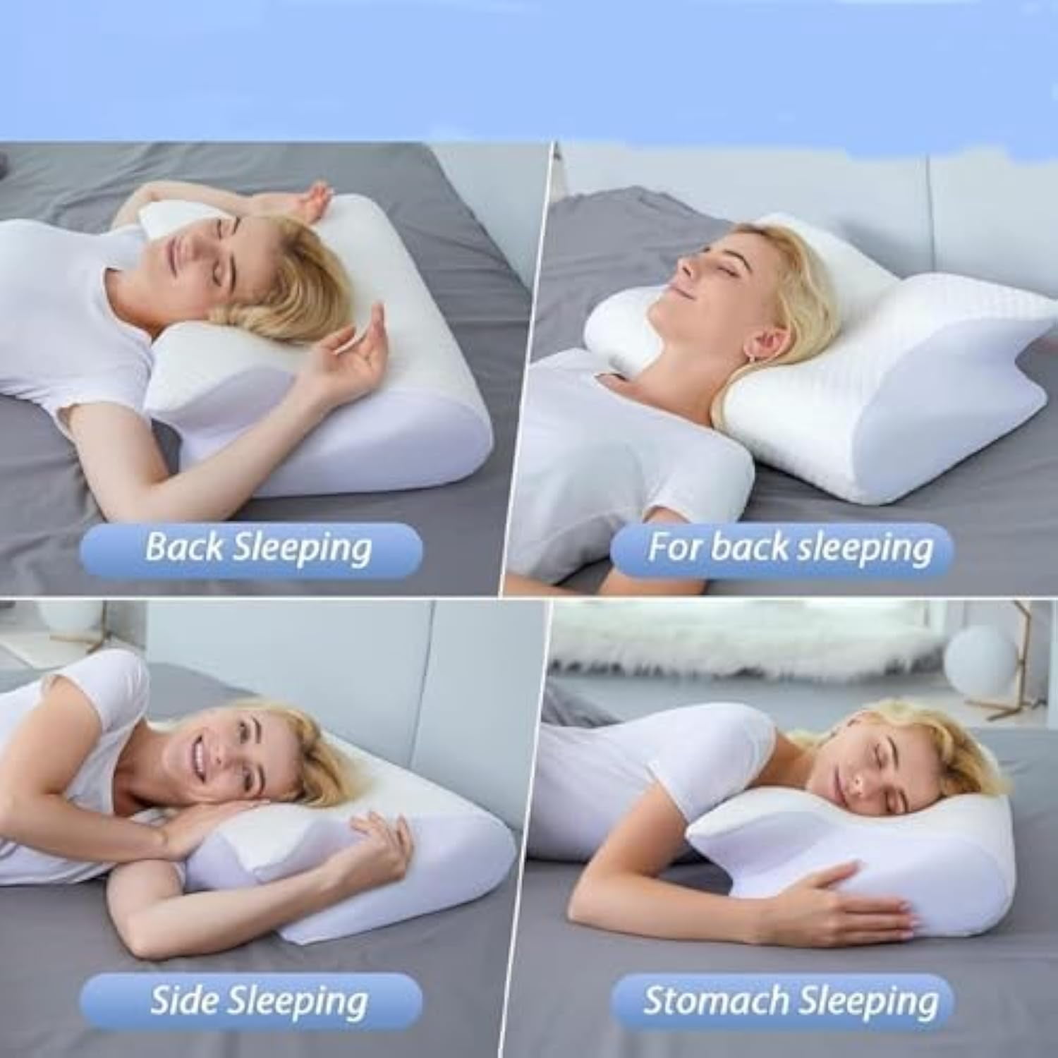 Sleep Pillow, Cervical Pillow, 2 in 1 Ergonomic Orthopedic Contour Support, Memory Foam Neck Support Pillows Cervical Neck Pillows