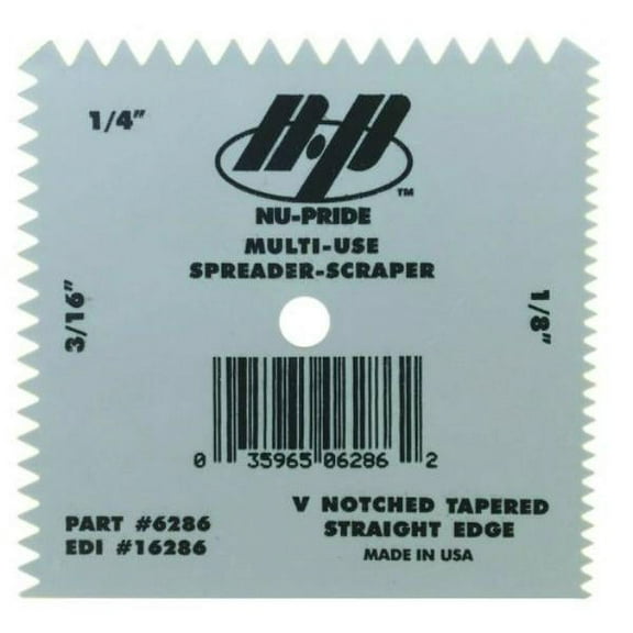 Marshalltown 16286 Nu-Pride Plastic Notched Spreader/Scraper, 4" x 4", Each