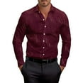 thumbnail image 2 of Dolkfu Spring Shirts for Men Business Striped Button Down Dress Shirt Long Sleeve Regular Fit Satin T Shirt Men S, 2 of 6
