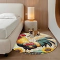 thumbnail image 3 of Vintage Rooster Round Area Rug 7 FT, Non Slip Living Room Area Carpet, Pastoral Floral Watercolor Animals Washable Soft Circular Rug Non-Shedding Floor Carpet for Bedside Office Play Room Classroom, 3 of 9