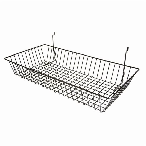 Econoco BSK11-B 24 x 12 x 4 in. Shallow Basket, Black - Semigloss