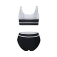 thumbnail image 3 of qucoqpe Womens Two Piece Bathing Suits Fashion Sexy High Waisted Color Block Swimsuit Lightweight Comfy Swimwear on Clearance, 3 of 6