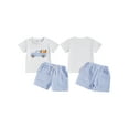 thumbnail image 2 of Baby Boy Easter Outfits 6 12 18 24 Months 2T 3T 4T Toddler Boys Summer Clothes Short Sleeve Truck Embroidery T-Shirt + Striped Shorts 2Pcs Set, 2 of 9