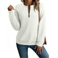 thumbnail image 2 of Women's Quarter Zip Sweatshirt Stand Collar Long Sleeve Casual Quilted Trendy Fall Pullover Clothes Tops (XL, White), 2 of 4