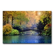 Vintage Bridge Forest Lake Canvas Wall Art Autumn Landscape Modern Painting Print On Canvas The Picture Artwork For The Living Room Home Decoration Giclee Artwork For Wall Decor