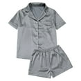 thumbnail image 2 of ZSQDM Women's Sleepwear Satin Silk Loungewear Sets Sleepwear Womens Set Button Down Pajamas Two Piece Women Suits Sets Grey XL, 2 of 7