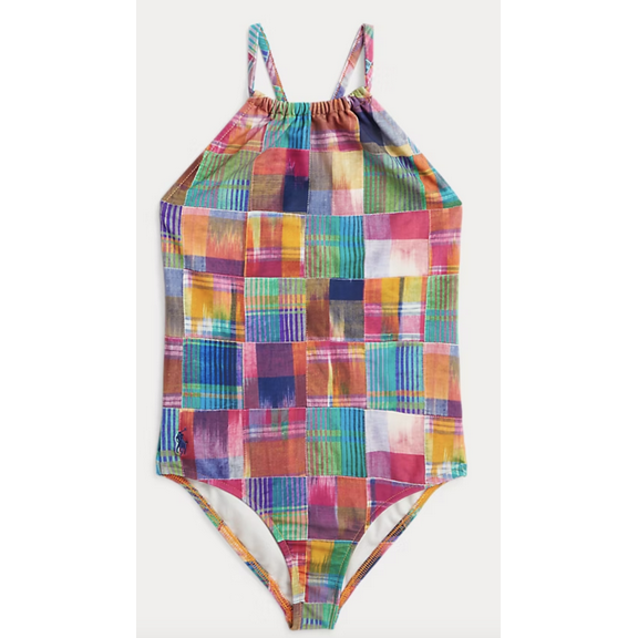 Patchwork Plaid One-Piece Swimsuit
