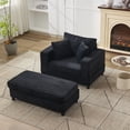 thumbnail image 3 of CQSXDA Modern Upholstered Sleeper Couch with Storage Ottoman and Pillows for Relaxing in Any Room, Black, 3 of 17