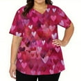 thumbnail image 3 of Dwralegc Valentines Day Scrub Uniforms Women Cute Working T Shirts with 2 Pockets Short Sleeve Love Heart Print V Neck Nursing Uniform Stretch Hot Pink L, 3 of 5