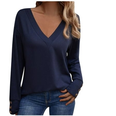 Lace Long Sleeve Tops Women Bodysuit Clearance Plus Size Clothes Under $5.00 Casual Long Sleeve V Neck Solid Button Sweatshirt